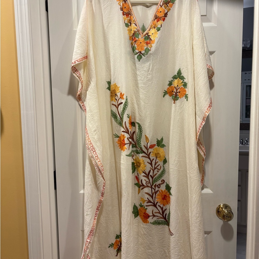 Floral Embroidered Kaftan Dress